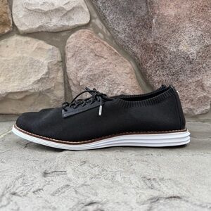 Cole Haan Womens ØriginalGrand Oxford Knit Sneaker Shoes Black Fabric White Sole